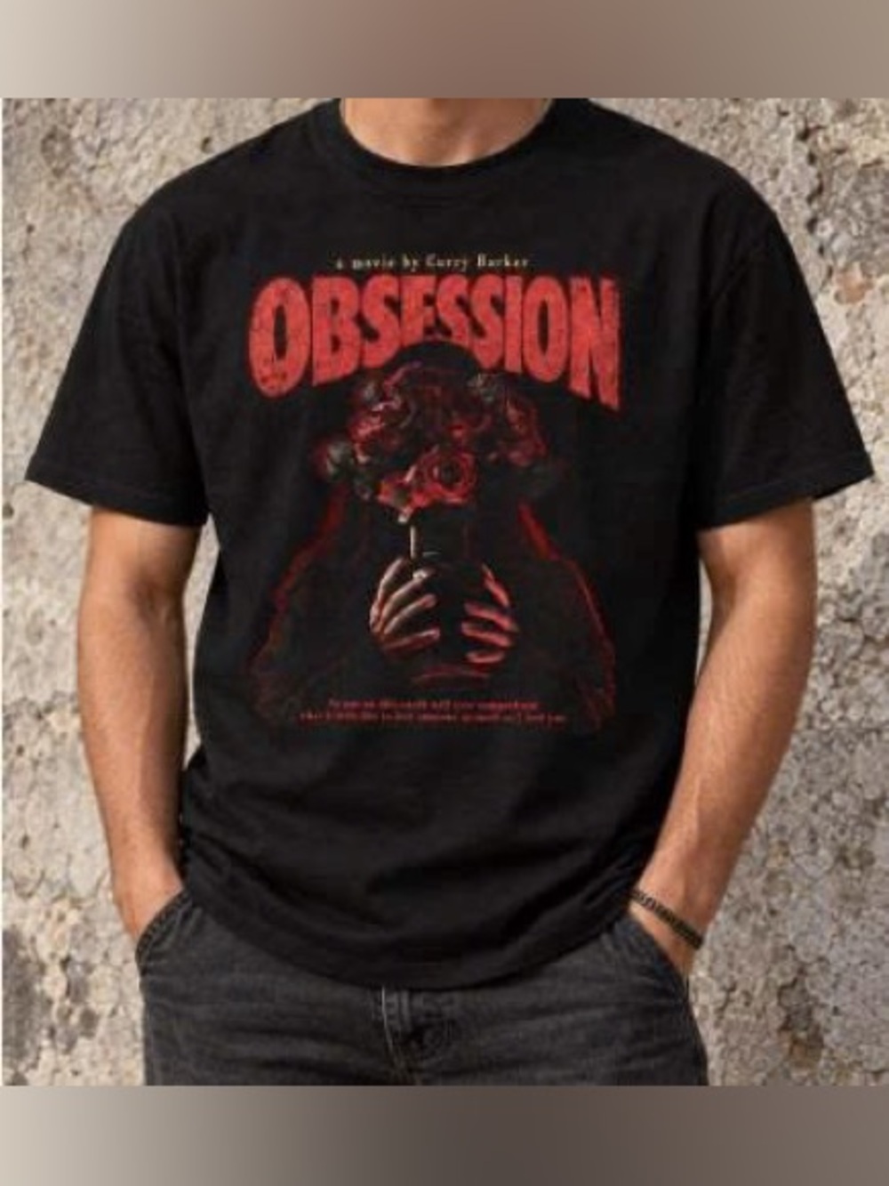 Halloween Graphic Tee - Black with Red Print